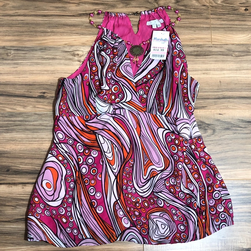 ICE Beaded Shouldered Tank Top.  Size Large - NWT